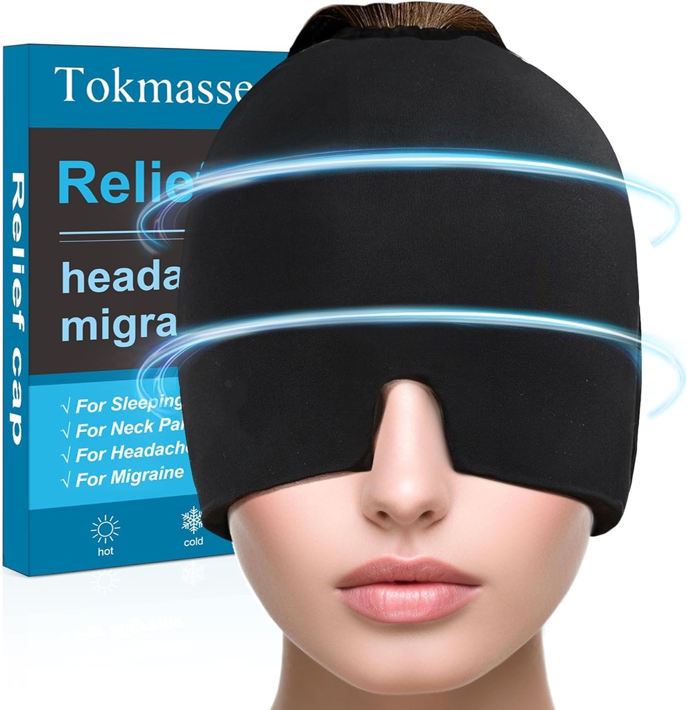 Migraine Relief Cap, ice Head Pack Gel, Cold and Heat Therapy, Sinus Eye Patch Headtache, Swinly Eyes, Relief of Tension and Pressure