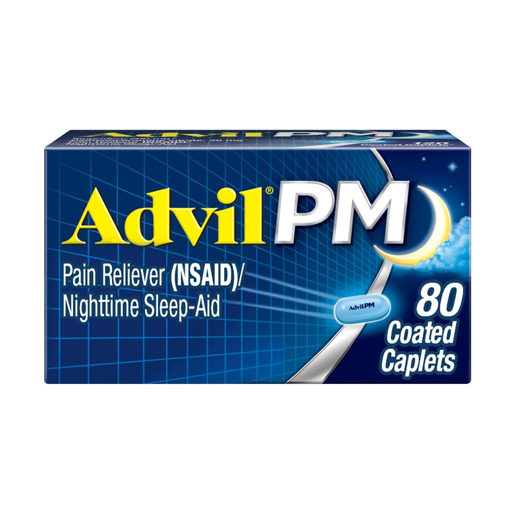 Advil PM 200 mg Caplets berlapis 80 ea (Paket 3)