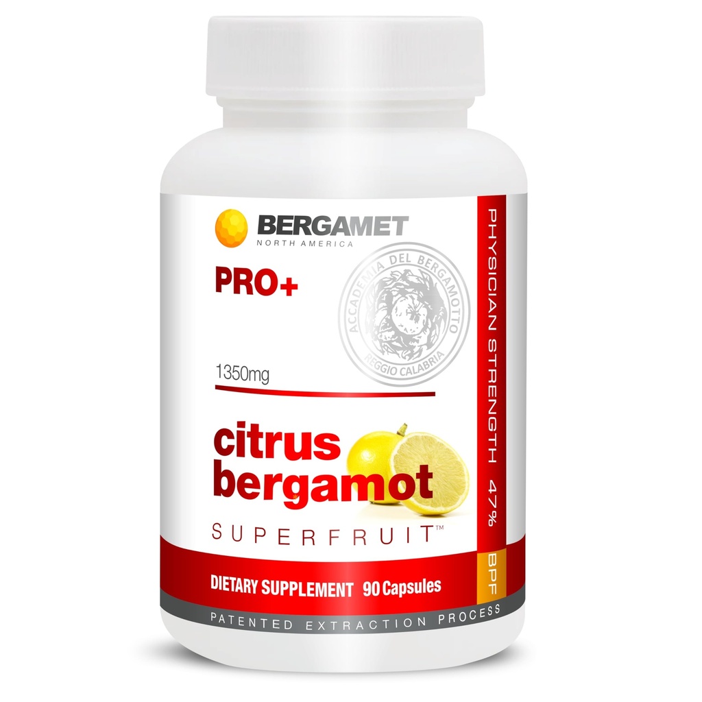 BergaMet Citrus Bergamot SuperFruit PRO + Supplement, 200: 1 Ekstrak, 1350mg, 80% Polyphenos, Extract Olive Leaf, 47% BPF, Terkuat di Dunia, 90 Kapsul, Dibacked oleh Clinical Studies, Dibuat di Amerika Serikat