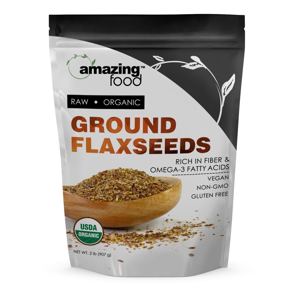 Amazing Food Flaxseed Powder 124; 2 Lbs 124; USDA Certified Organic 126; Vegan 124; Non-GMO 124; Gluten Free Alag4; Made in USA