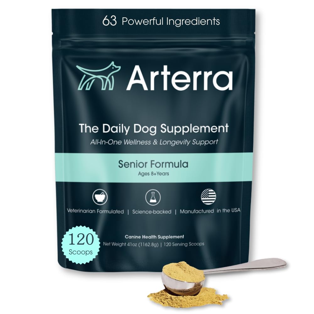 Suplemen Apik Anjing & Food Topper - 63 Bahan untuk Gabungan, Gut, Immune & Brain Kesehatan - Daily Longevity Multivitamin dengan Glucosamine, Prograin, dan Fish Oil 124; 120 Scoops