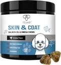 Omega 3 Fish Oil for Dogs, Salmon Oil Skin and Coat Supplement for Dogs Dog Allergy Relief, Dry & Itching Skin Relief Treatment, Allergy Chews - Dog Anti Shedding Treats - Shiny Coats