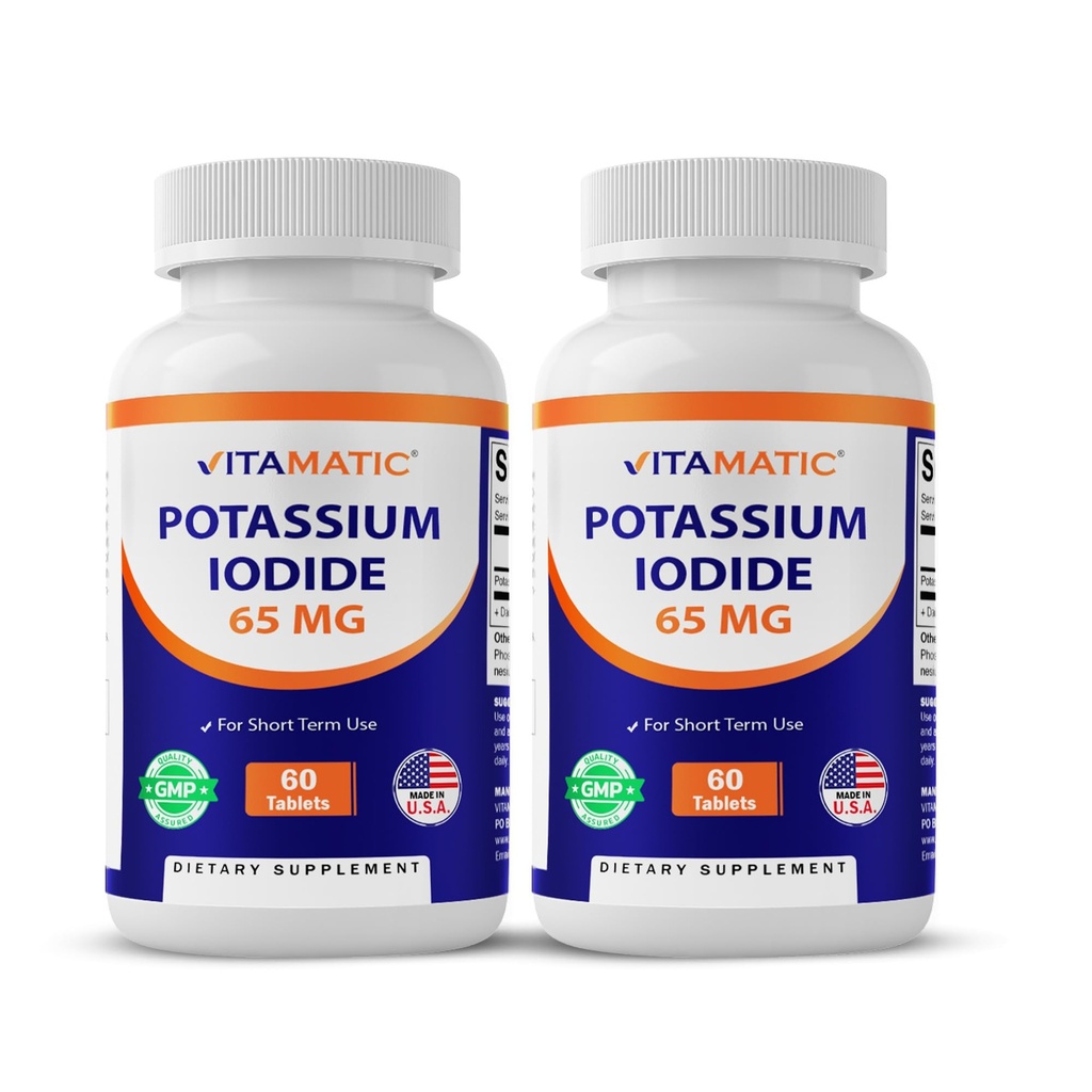 Vitamin Potasium Iodide 65 mg per Serving - 60 Tablet - Thyroid Dukungan - KI Pil (60 Cacah (Paket 2))