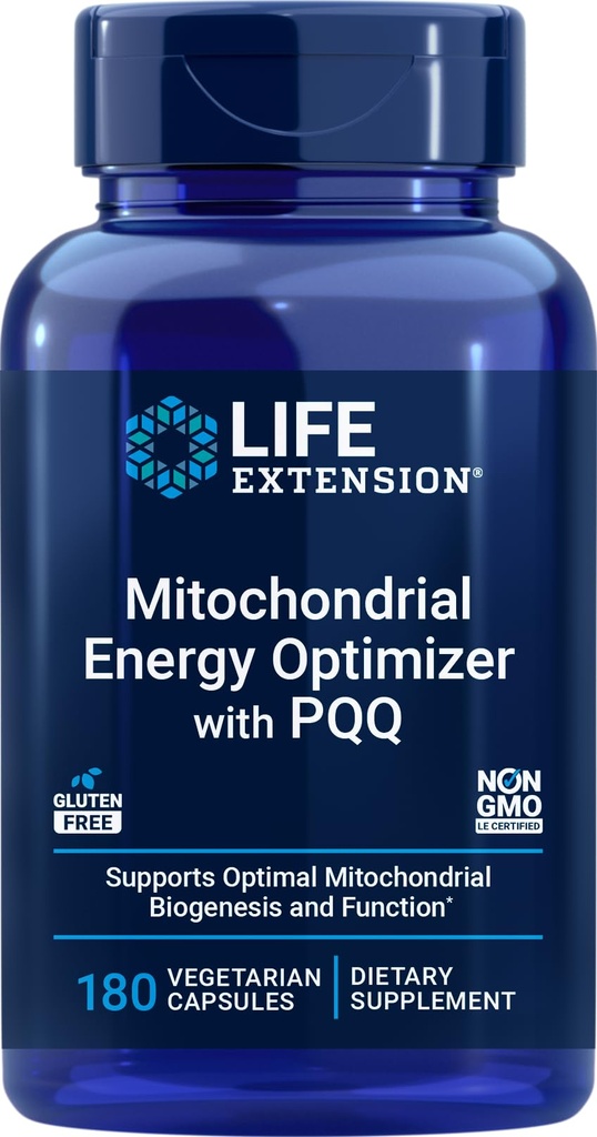 Ekstensi Hidup Mitokondrial Energi Optimizer dengan PQQ, 180 Vegetarian Capsules