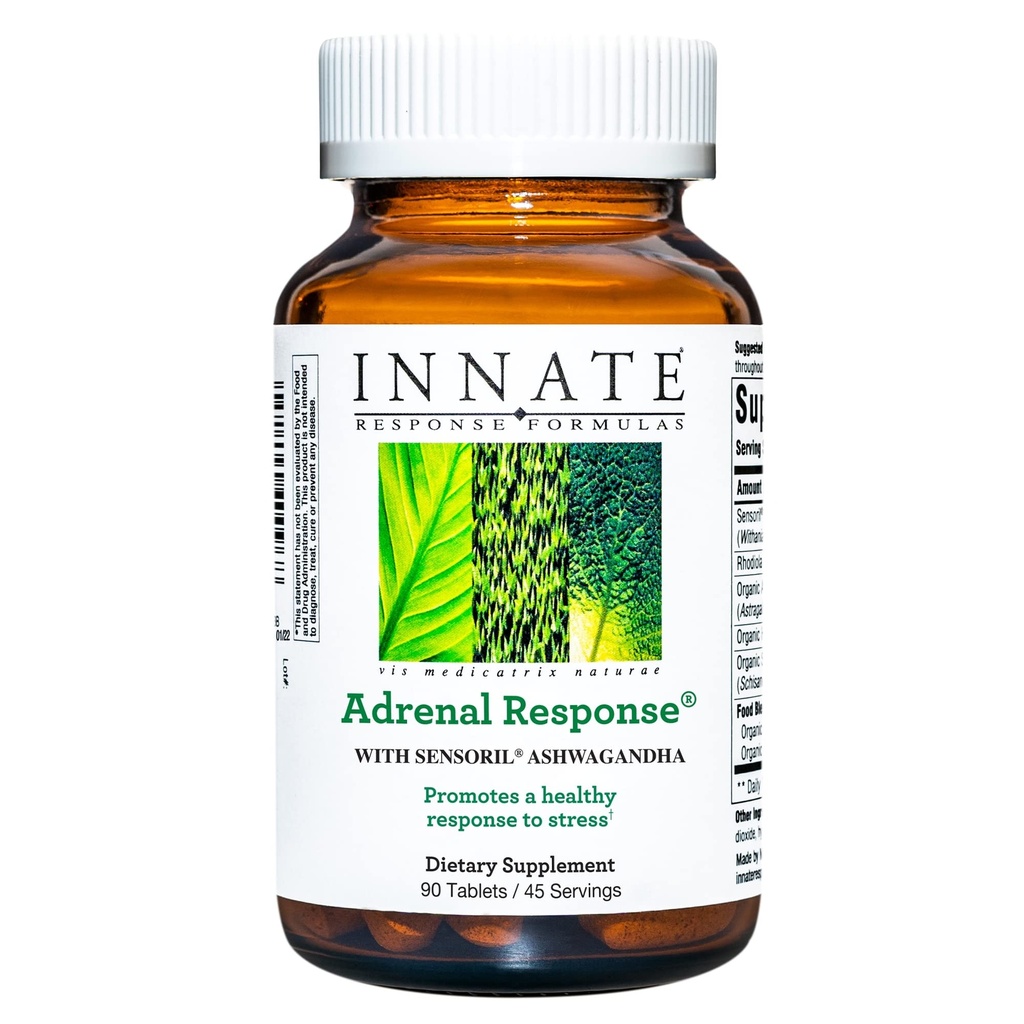 Innate Response Formula - Adrenal Response Herbal Supplement - With Ashwagandha - Promotes Optimal Stress Response - Non-GMO, Vegetarian, and Made Without 9 Food Allergens - 90 Tablet (45 Pelayan)