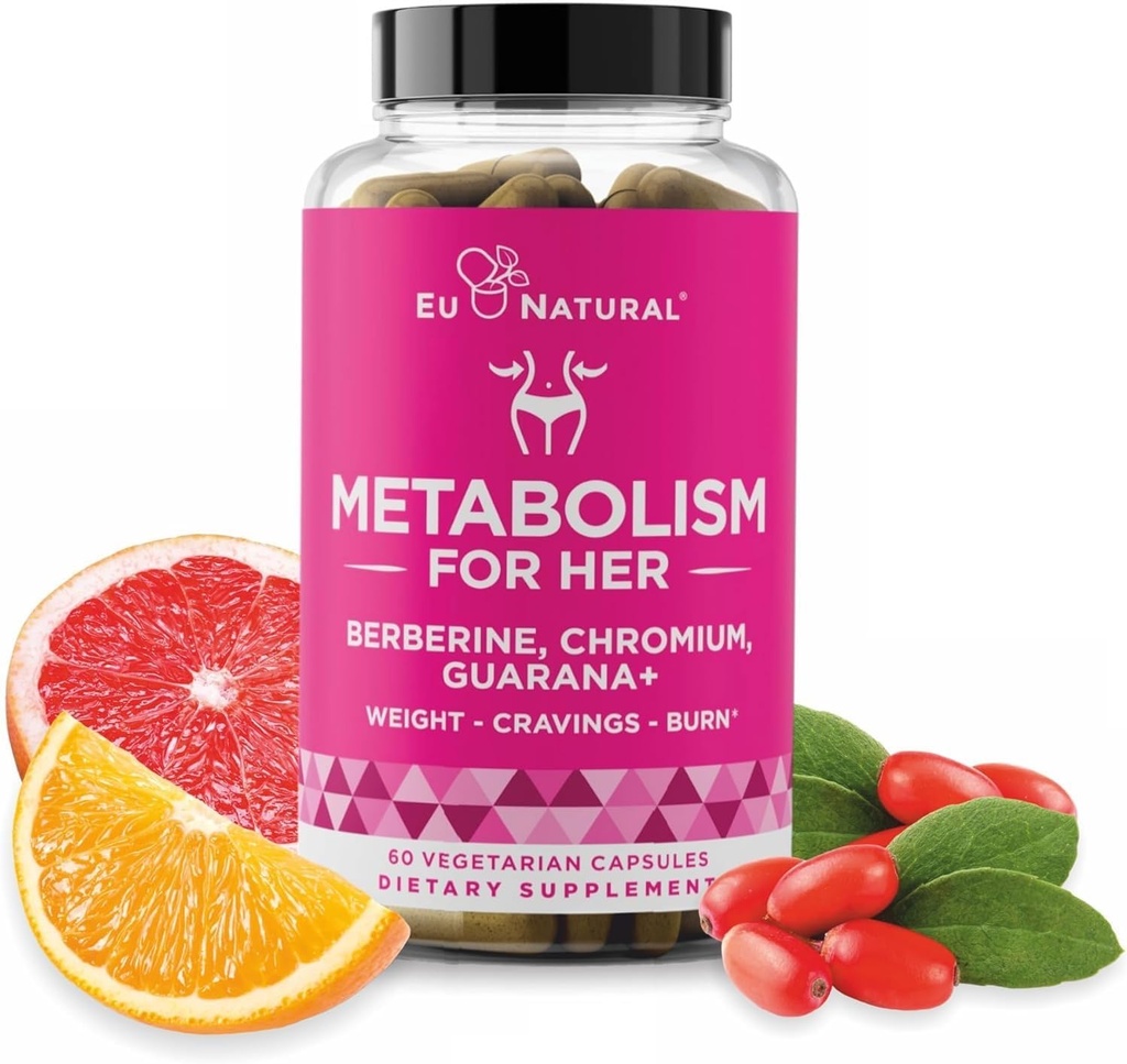 Metabolisme untuk-Nya - Appetite & Metabolism Dukungan bagi Perempuan - Kurb Crauges, Mengurangi Intake Caloric & Prolect Feelings of Fullness - Berine, Chromium Picolinate & Guarana - 60 Veg Capsules