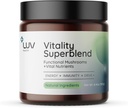 LUV kesehatan Vitalitas Superblend: Sushroom Suplemen - Superfood Powder dengan Cacao, Singa Mane, Cordyceps, Reishi, Teh Hijau, dan Turmeric - Energi, Fokus & Daily Wellness Dukungan Vegan, 30 Hamba