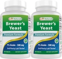 Sastra terbaik, Brewer Yeast, 7- 1 / 2 Grains dengan Vitamin B1, Vitamin B2, 1000 mg 240 Tablet (240 Cacah (Paket 2)