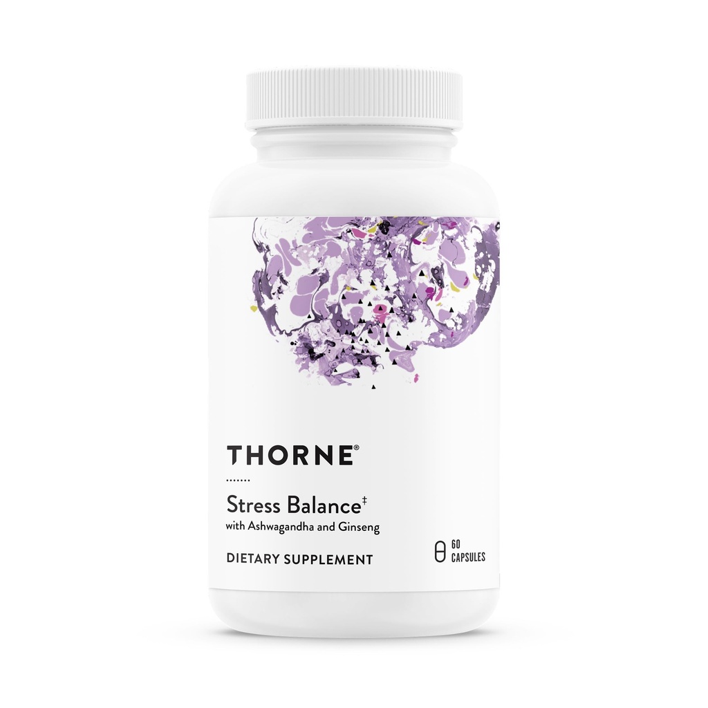 THORNE - Stress Balance - Adrenal Support with B Vitamin, Vitamin C, Ashwagandha, Ginseng & Zinc * - Gluten, Dairy & Soy- Free - 30 Servings