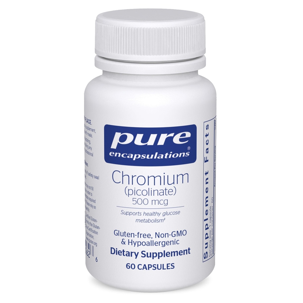 Encapsulasi Murni Chromium (Picolinate) 500 mcg - untuk Limpid & Carbohydrate Metabolisme * - Superior Absorpsi Chromium Suplemen - Vegan & Gluten Free - 60 Capsules