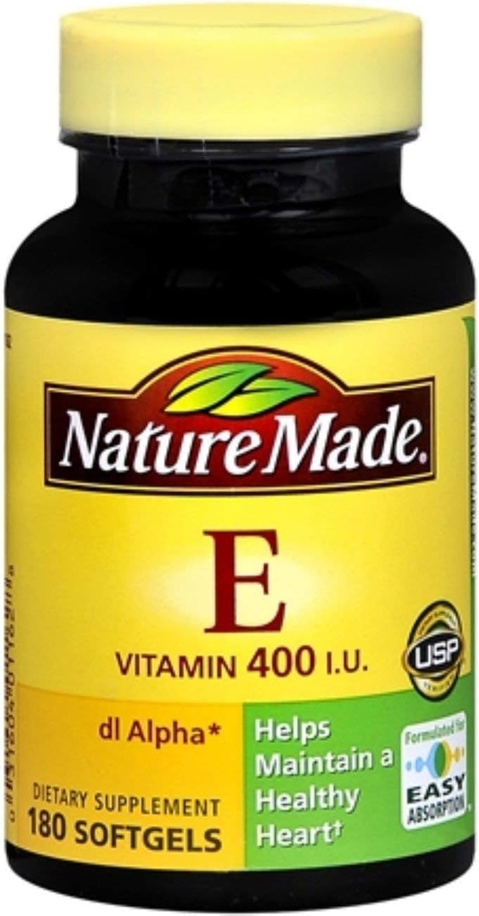 Nature Made dl- Alpha Vitamin E 400 IU Softgels 180 Soft Gels (Paket 8)