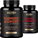 Vitamin B Complex and Turmeric Curcumin with BioPerine & Ginger - Contains All Esculin B Vitamin - B1, B2, B3, B5, B6, B9, B12 dan Biotin - High Absorpsi Turmeric Suplemen