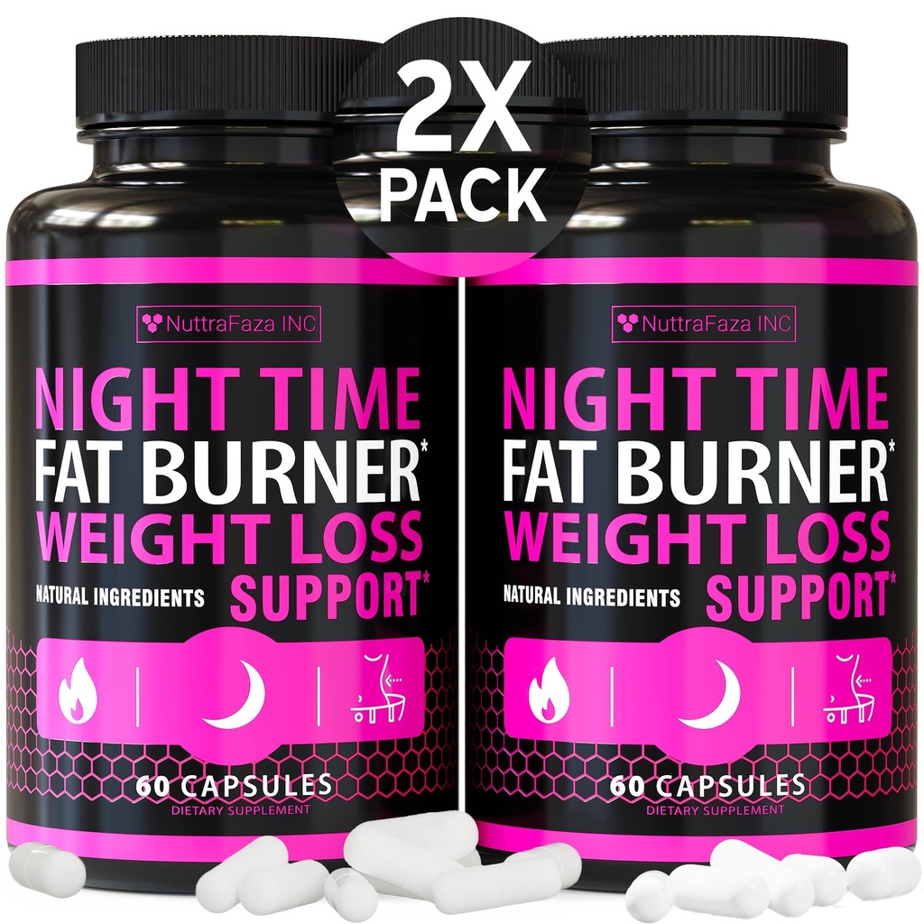 (2 Kemas) Pil Wloss Night Time untuk Perempuan - Advanced Weight Loses Supplement - Fat Burners for Women - Diet Pills that Work Fast - Belly Fat Burner - Appetite Supresan - Made in USA