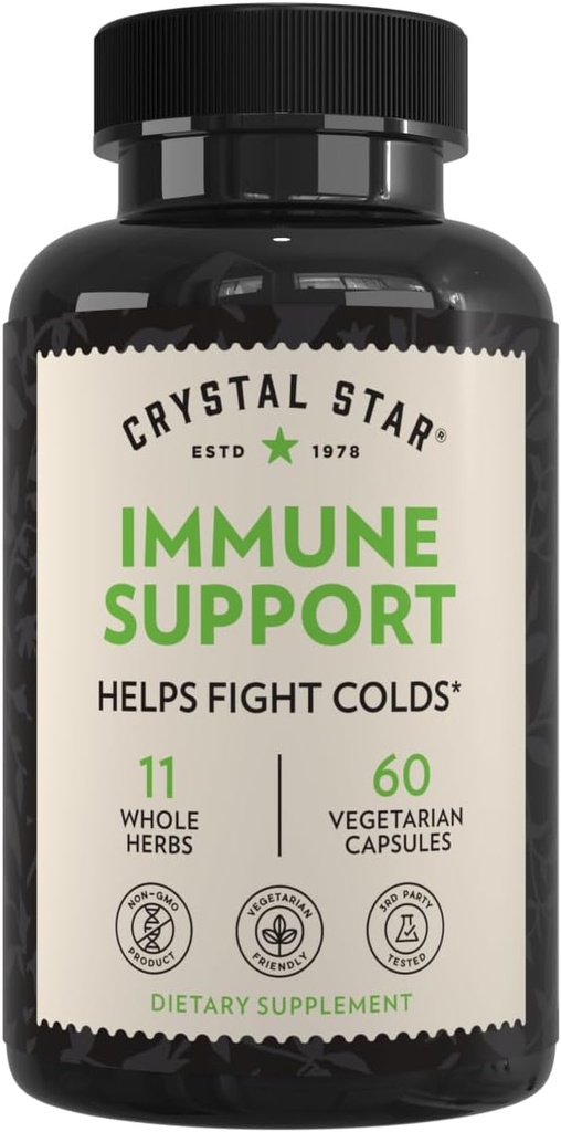 Crystal Star Immune Supplemen Dukungan (60 Kapsul) - Herbal Imune Booster untuk Pertahanan Sistem Multi Proaktif - Echinacea, Goldenseal, Yarrow & Elecamane - Non-GMO