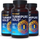 BioEmblem Turmeric Curcumin dengan Clinical Studied TurmiPure - Dukungan Bersama, Inflammation Turmeric Suplemen - 1 Small Cap Daily, 24x More Absorpsi Daripada Lainnya - Non-GMO, 90 Serving