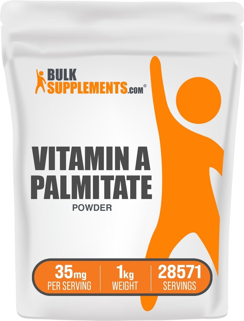BulkSuplements.com Vitamin A Palmiate Powder - seperti Retinol Palmitate, Vitamin A Suplemen untuk Dukungan Imune & Eye - Gluten Bebas, 35mg per Serving, 1kg (2.2 lbs) (Paket 1)