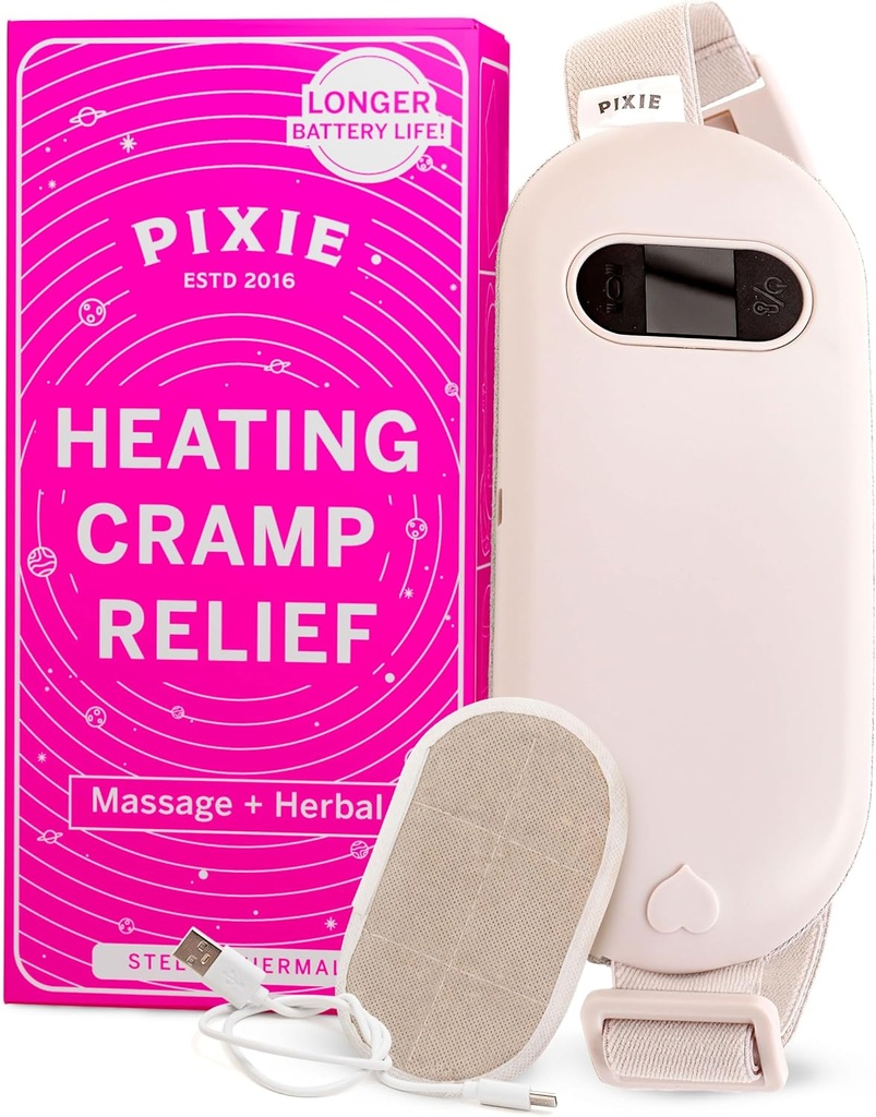 Pixie Rechargable Heating Pad for Cramps - Herbal Heat Therapy Belt for Back Pain - Relief Alam dengan Recontinable Heat Paks - Thoughtful Gift for Women & Girls