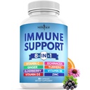 8 dalam 1 Imune Dukung Booster Tambahan dengan Echinacea, Vitamin C dan Zinc 50mg, Vitamin D 5000 IU, Turmeric Curcumin & Ginger, B6, Elderberry 60 Count (Paket 1)