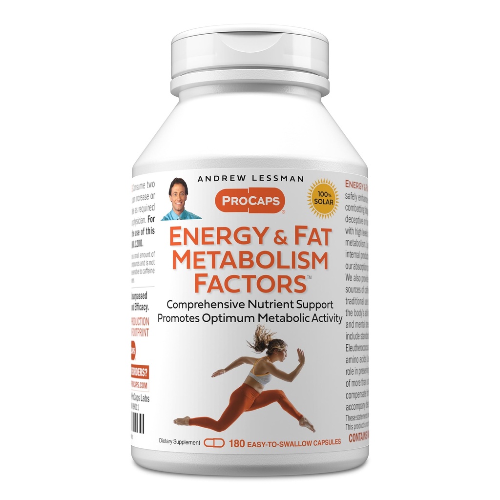 ANDREW LESSMAN Energy and Fat Metabolism Faktor 180 Capsules - Promotes Optimum Fat Burning and Energy Metabolism, dengan Carnitine, Green Tea, Guarana, Ginseng, B-Complex. Mudah untuk menelan Kapsul