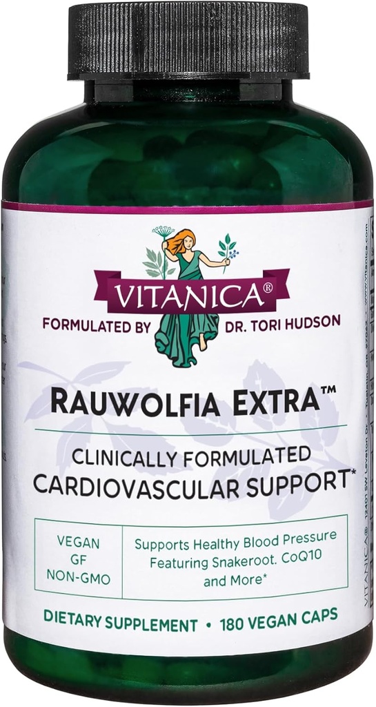 Vitanica Raulolia Extra - Heart Health Supplement - Support Blood Suite Inside a Healthy Range - Supplemen Magnesium, CoQ10 & Snaperoot - 180 Vegan Caps