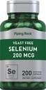 Piping Rock Yeast Free Selenium 200mcg 124; 200 Capsules 12.4; Vegetarian Suplemen 12.4; Non-GMO, Gluten Free Formula