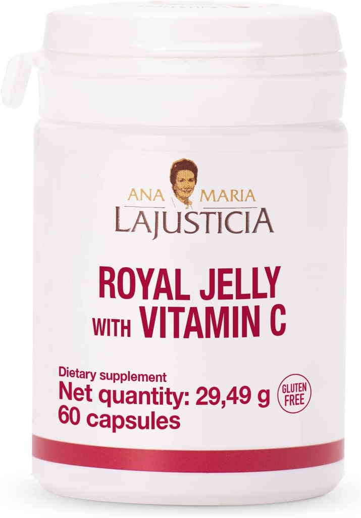 ANA MARIA LAJUSTICIA - Royal Jelly dengan Vitamin C - 60 Capsules Dairy dan Gluten Free. Sempurna untuk Kesehatan Vaskular.