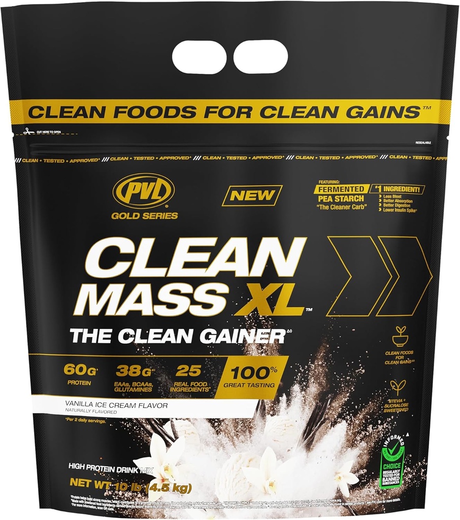 PVL Gold Series - Bersih Mass XL - The Bersihkan Muscle Mass Gainer - 10 LB - Vanilla Ice Cream