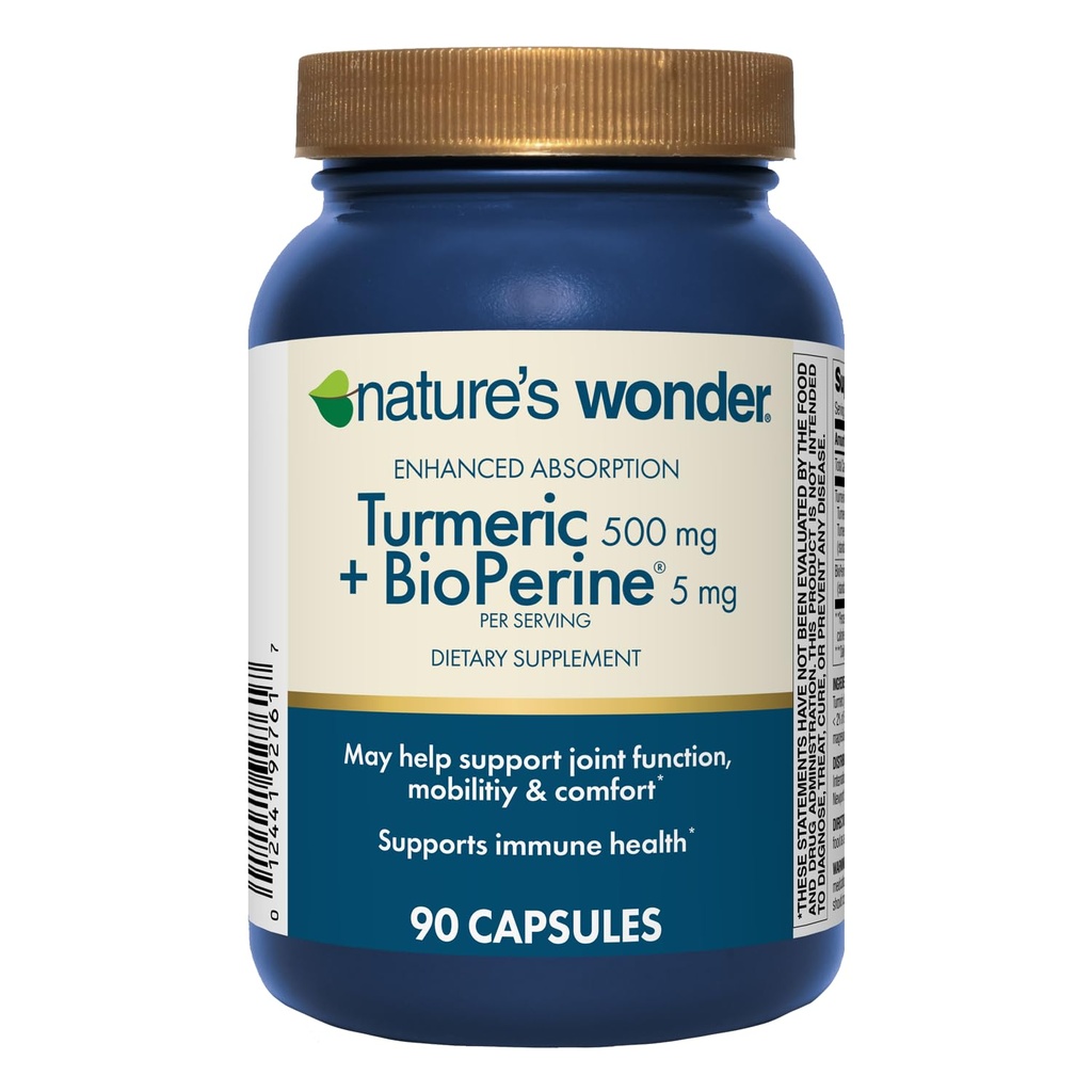 Suplemen Alam Keajaiban Turmeric dengan BioPerine - Enhanced Absorpsi Turmeric Kompleks 500mg dengan BioPerine 5mg untuk Fungsi Gabungan, Mobilitas, dan Kenyamanan, 90 Vegetarian Tursules Capsules