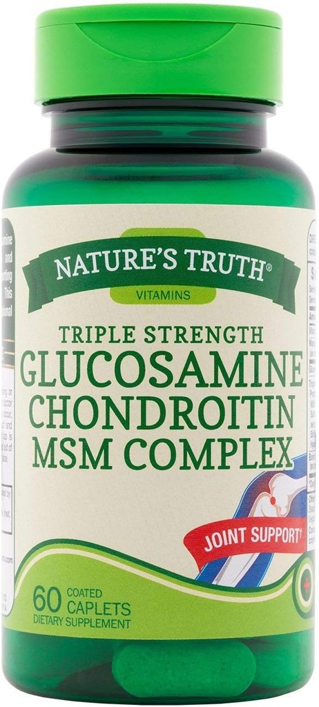 Kebenaran Alam Tiga Kuatan Glucosamin Chondroitin MSM Suplemen Diet - 60 Caplets berlapis, Paket 2