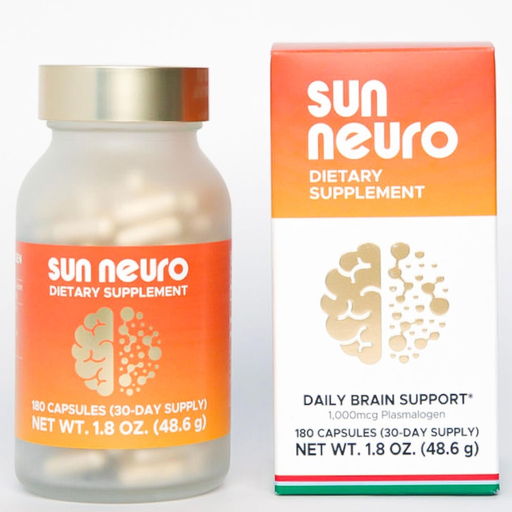 Sun Chlorella Sun Neotropic Nootropic Otak Suplement - Daily Memory Concentration & Focus Suplement for Women & Men - Natural Plasmalogen Boost from Sea Pineapple - 180 Capsules