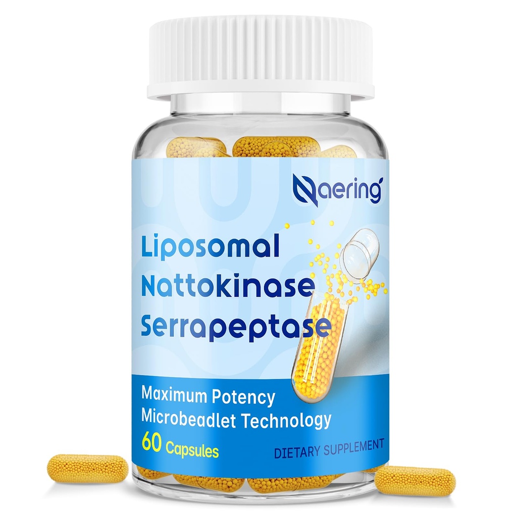 Lipomal Nattokinase 12.000 FU Serrapepse 360.000 Enzyme Suplement - Tertarik dengan Enzymes Syergistic dan Nutrient Blend & Inulin untuk Circullation, Gut, Dissules 60 Capsules (1 Botol)