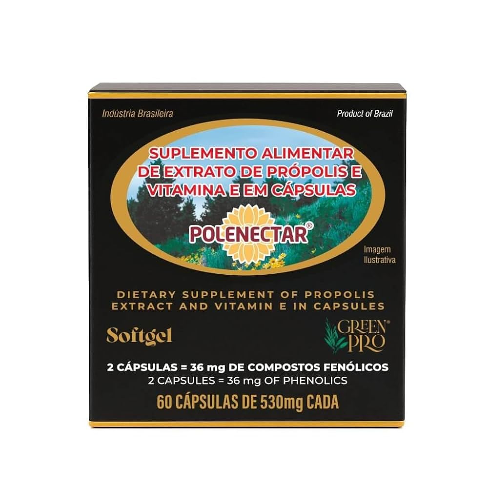2 pak Polenectar Brazil Green Bee Propolis 60 Softgels 300 mg