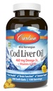 Carlson - Cod Liver Oil, 460 mg Omega-3s + Vitamin A & D3, Wild- Caught Norwegia Arktik Cod- Liver Oil, Supernended Nordic Minyak Capsules, Lemon, 300 Softgeels