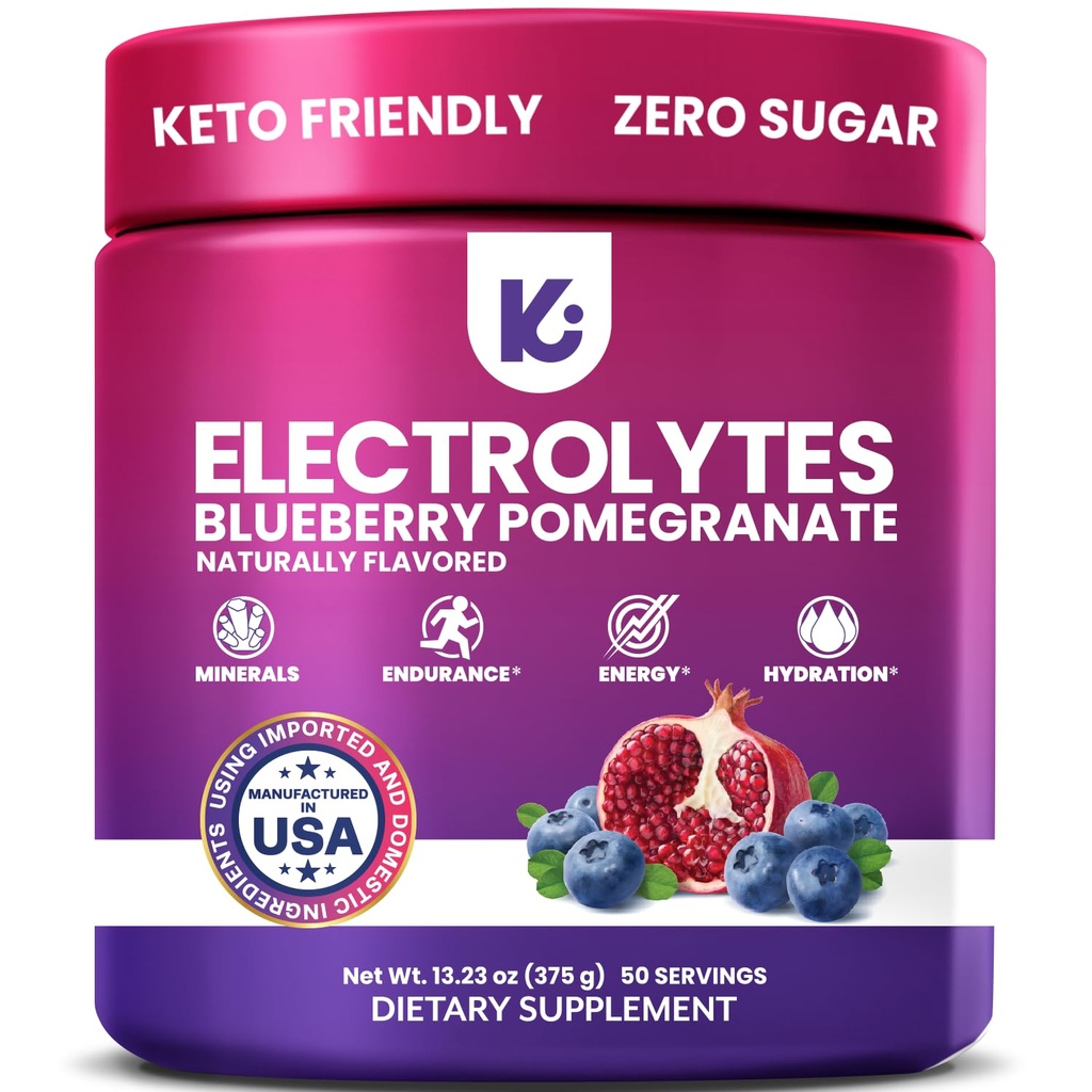 Keppi Electrolytes Powder - Blueberry Paporate Flavor 50 pelayan - tidak ada Suplemen Sugar Hydration dengan Potasium, Magnesium, Sodium - Keto, Vegan, Fatring- Friendly, Zero Calorie Electrolite Drink