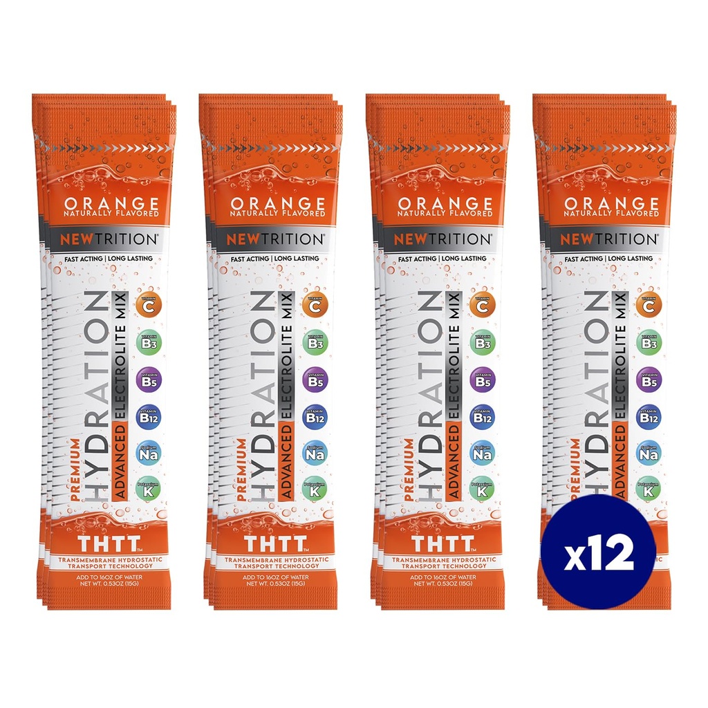 Hidration Powder, Oranye Pack of 12 Electrolyte Powder Packet, Alami Flavarted Hydrating Packet for Water, Fast Acting Hydrate Electrolite dengan Vitamin B & C, Energy & Recovery