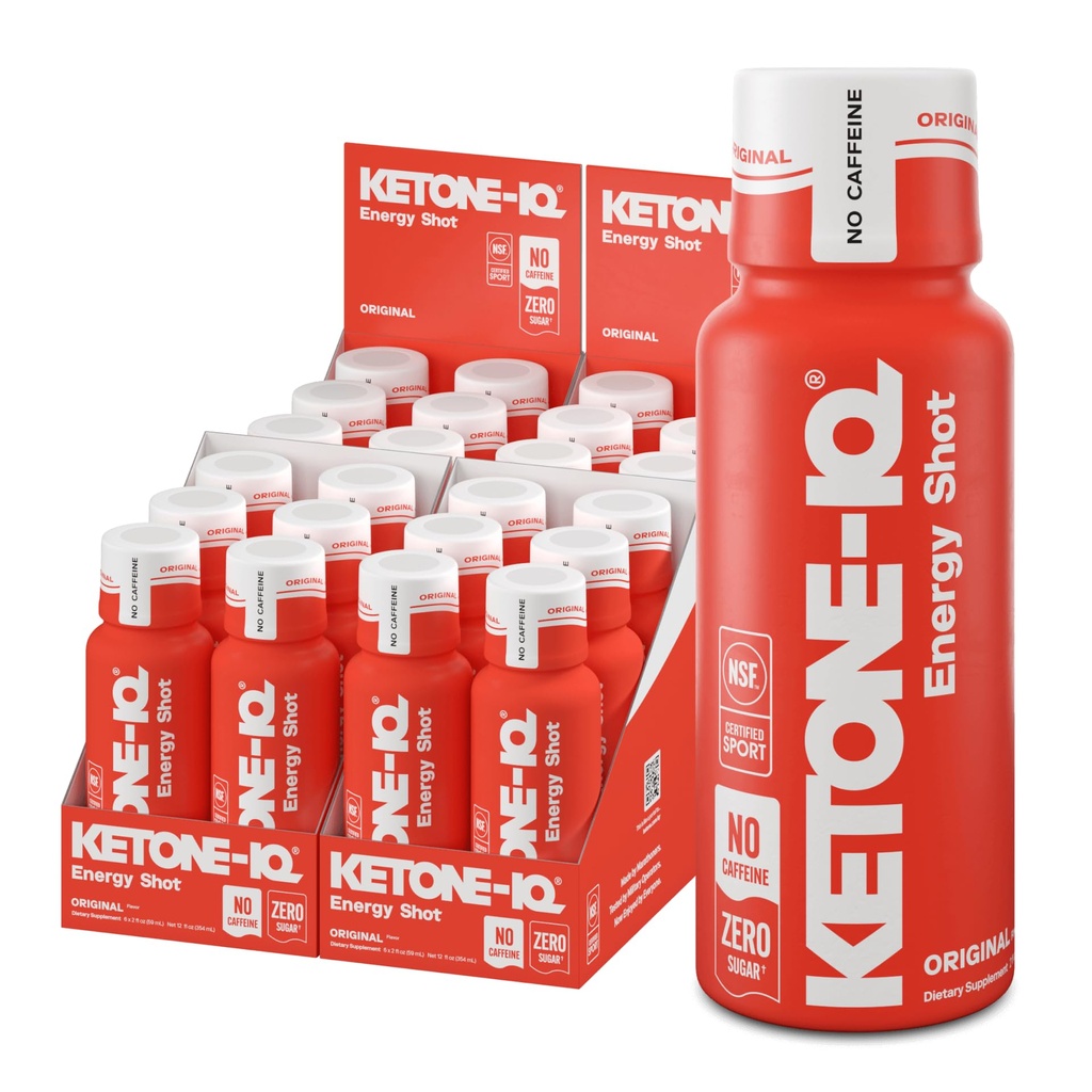 KetoneIQ No Caffeine Exotious Ketones Energy Shots - 24 Pack of Caffeine Free Energy Drink with 10g Ketones - Sugar Free, Salt Free, and All Natural (Original)