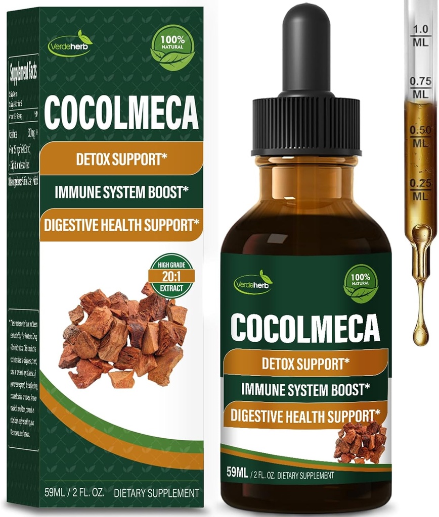 Cocolmeca Bark Liquid Drops, Nature Herbal Extract Suplement for Body Detox Cleanse, Imune System Boost & Digetical Health. Gotas de Cocolmeca 2oz