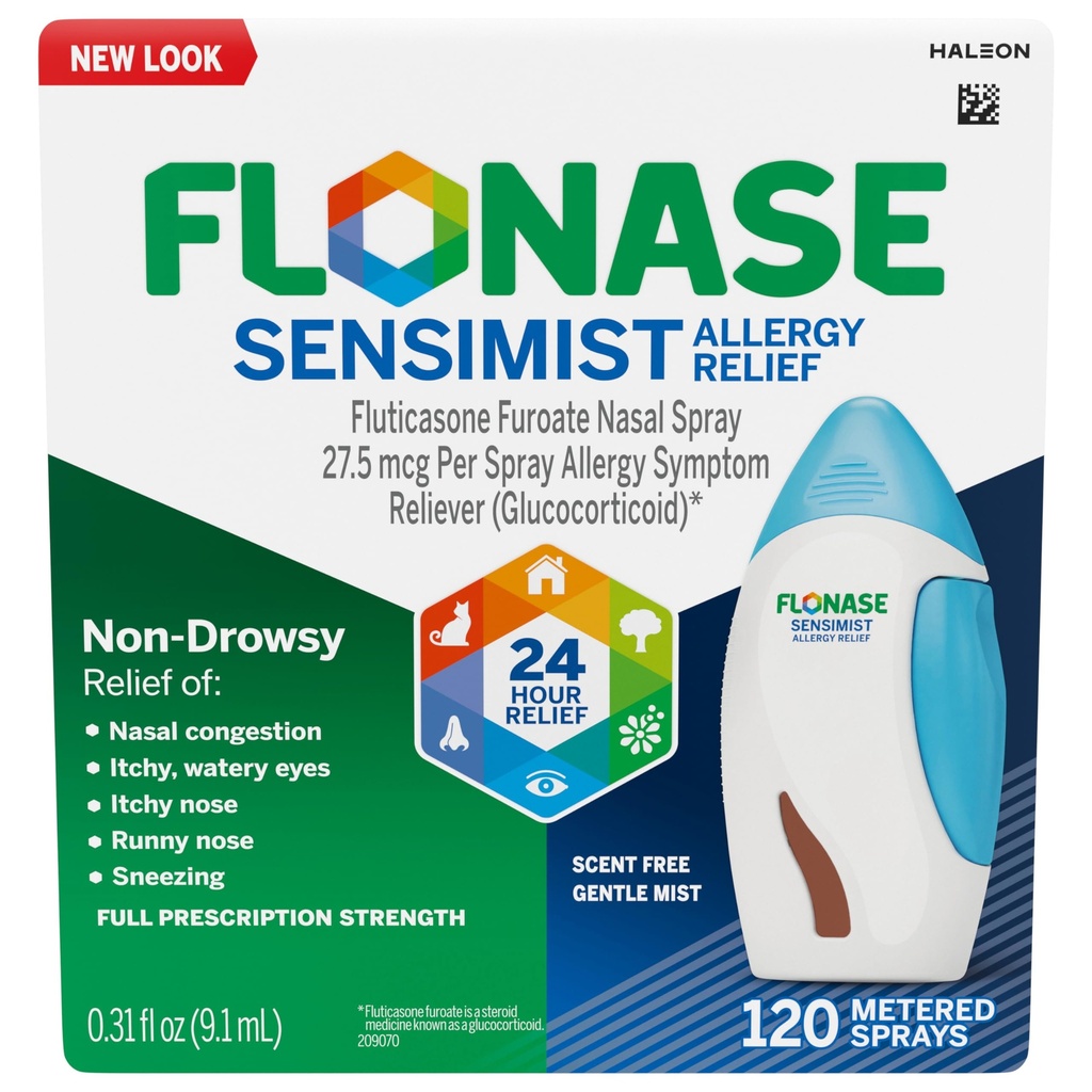 Flonase Sensimis Relief Nasal Spray untuk Non- Drowsy, 24- Hour Multimtom Allergy Relief - 120 Spray