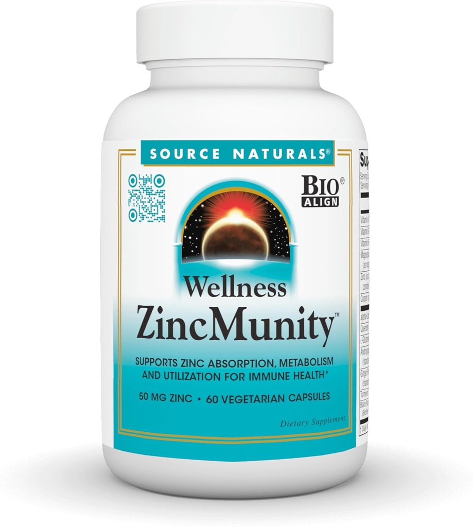 Sumber Wellness ZincMunion, Supports Zinc Absorpsi, Metabolisme dan Utilisasi untuk Imune Heath *, 50 mg Zinc - 60 Vegetarian Capsules