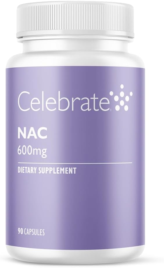 Merayakan Vitamin NAC (N-Acetyl Cysteine) Suplemen, 600mg per Capsule, Gluten Bebas, Non-GMO, 90 Kapsul