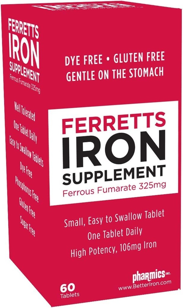 Iron Tablet 325mg Ferrous Fumarate 2 Pack (120 Total)