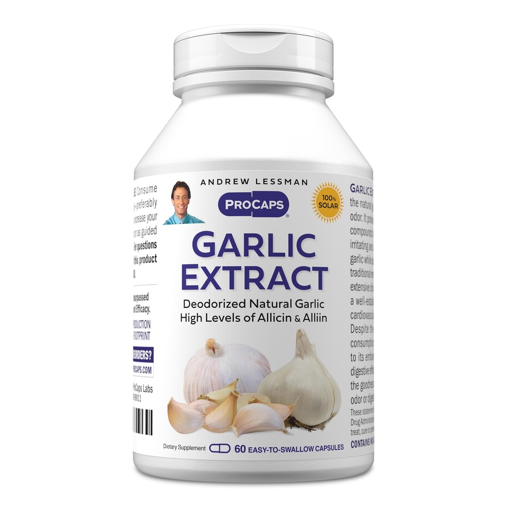 ANDREW LESSMAN Ekstrak Bawang putih - 60 Kapsul - Deodorised Natural Garlic Extract. Perlindungan Sulfur- Berbasis senyawa. Murni, Lembut, Odorless. Tak Ada Aftertaste, Tak Ada Pembaruan Perut, Tak Ada Addives