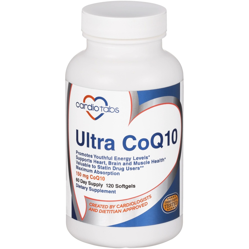 Suplemen KoQ10 Koenzim Ultra untuk Kesehatan Cardio, 150 mg dari CoQ10 - Ubiquinone - Per 2 Softgels w / Safflower Oil & Toctopherol, 6X Better Absorpsi untuk Kesehatan Otak & Muscle Kesehatan, 120 Softgels