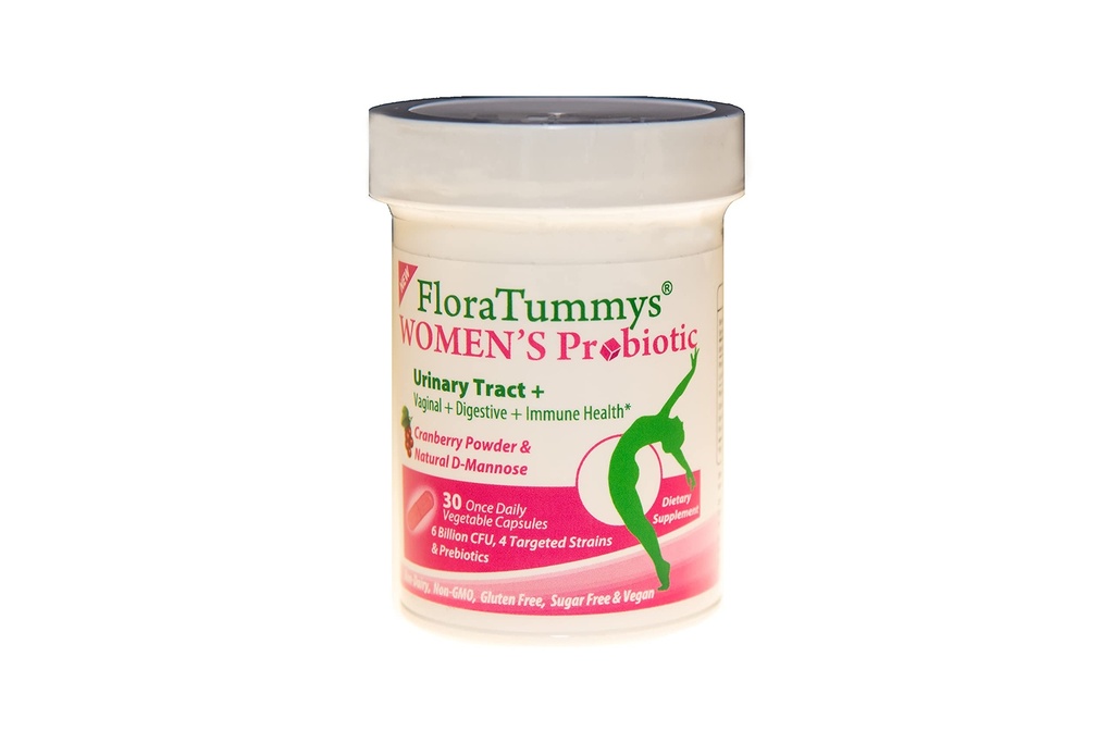 FloraTummys Women 's Probiotic, Urinary Tract Digetical System Health, Cranberry Powder, Kosher Certified, Non-Dairy, Gluten Free, Non- GMO