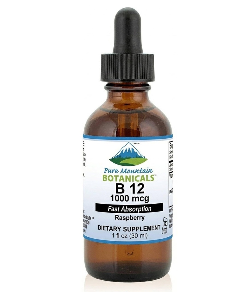 Murni Gunung Botanicals B12 Vitamin 1000 mcg-Kosher Cair B12 Drops dengan Natural Berry Flavor