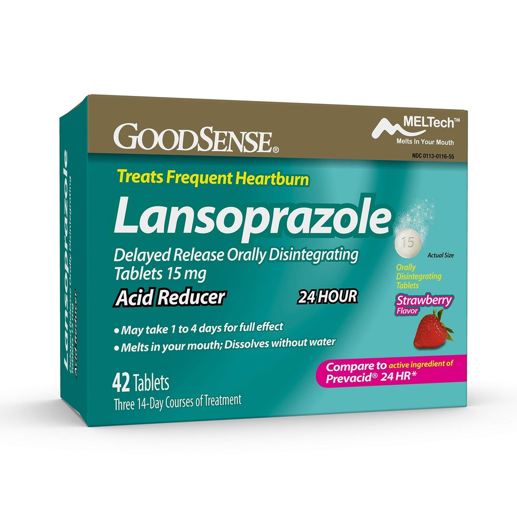 GoodSense Lansoprazole Dedated Orally Disintegrasikan Tablet 15 mg, Acid Reducer, Strawberry Flavor, 42 Count (Pack of 1)