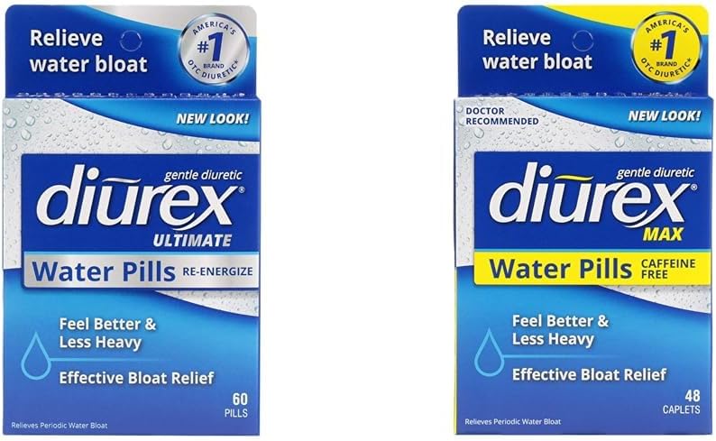 Diurex Ultimate Regaizing 60 Count Max Caffeine- Free 48 Count Maksimum Power Water Pills Bloat Relief Bundles