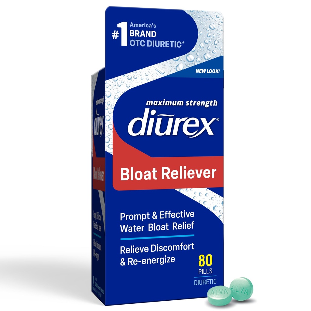 Diurex Ultra Re-Energizing Water Pills - Relieve Water Bloat - Feel Better & less Heavy - 80 Count