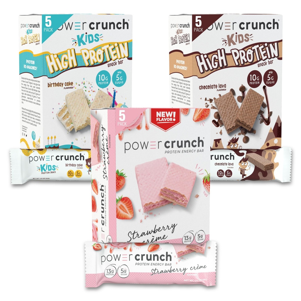Power Crunch Protein Waper Bars dan Power Crunch KIDS Protein Bars, Variety Pack, (15 Count) High Protein Snacks dengan Rasa Lezat