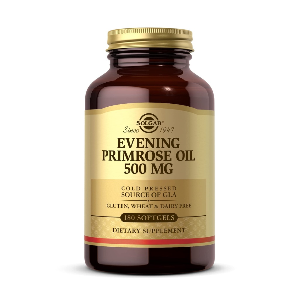 Solgar Evening Primrose Oil 500 mg, 180 Softgels - Prootres Healthy Skin & Cardiovascular Health - Nutrisi untuk Perempuan - Gluten Free, Dairy Free - 180 Custoy